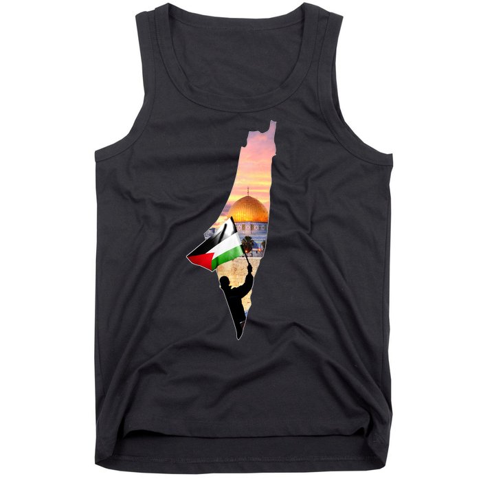 Palestine Map Flag Jerusalem's City Support Gaza Tank Top