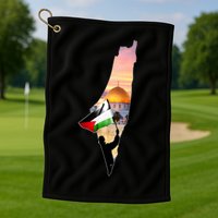 Palestine Map Flag Jerusalem's City Support Gaza Golf Towel