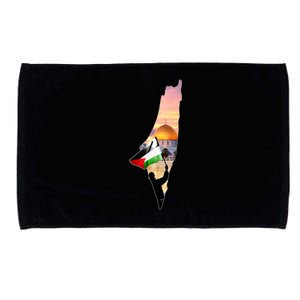 Palestine Map Flag Jerusalem's City Support Gaza Microfiber Hand Towel