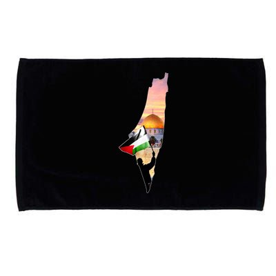 Palestine Map Flag Jerusalem's City Support Gaza Microfiber Hand Towel