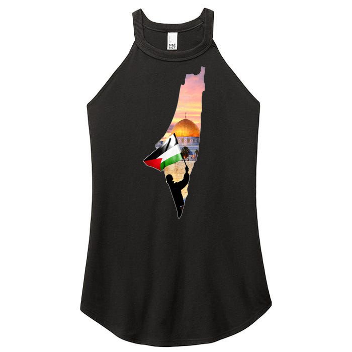 Palestine Map Flag Jerusalem's City Support Gaza Women's Perfect Tri Rocker Tank