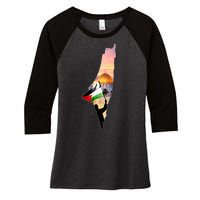 Palestine Map Flag Jerusalem's City Support Gaza Women's Tri-Blend 3/4-Sleeve Raglan Shirt