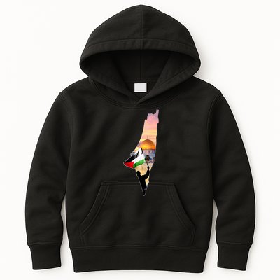 Palestine Map Flag Jerusalem's City Support Gaza Kids Hoodie