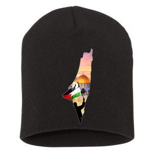 Palestine Map Flag Jerusalem's City Support Gaza Short Acrylic Beanie