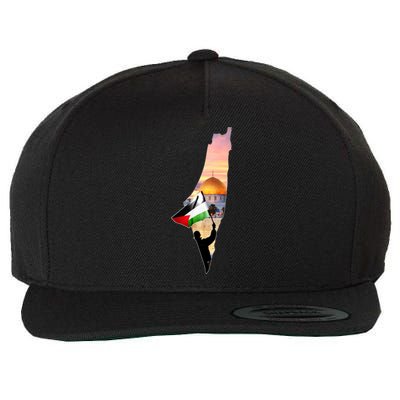 Palestine Map Flag Jerusalem's City Support Gaza Wool Snapback Cap