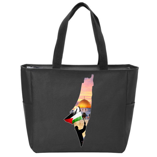 Palestine Map Flag Jerusalem's City Support Gaza Zip Tote Bag