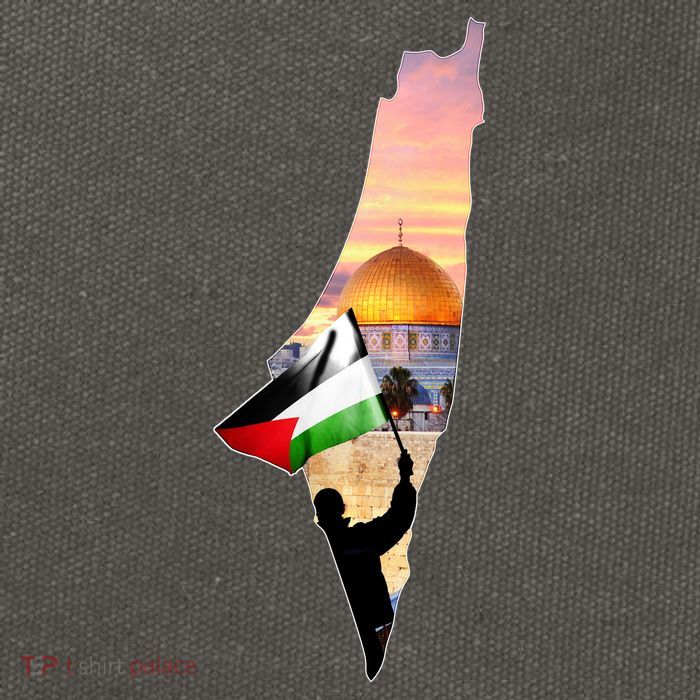 Palestine Map Flag Jerusalem's City Support Gaza Cotton Canvas Backpack