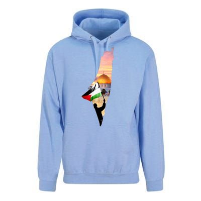 Palestine Map Flag Jerusalem's City Support Gaza Unisex Surf Hoodie