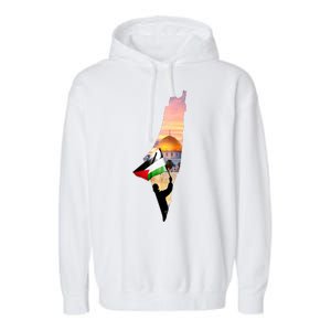 Palestine Map Flag Jerusalem's City Support Gaza Garment-Dyed Fleece Hoodie