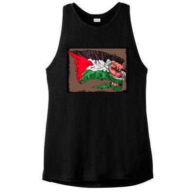 Palestine Raised Fist Free Palestine Ladies PosiCharge Tri-Blend Wicking Tank