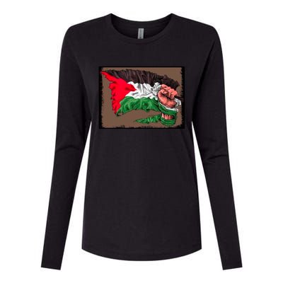 Palestine Raised Fist Free Palestine Womens Cotton Relaxed Long Sleeve T-Shirt