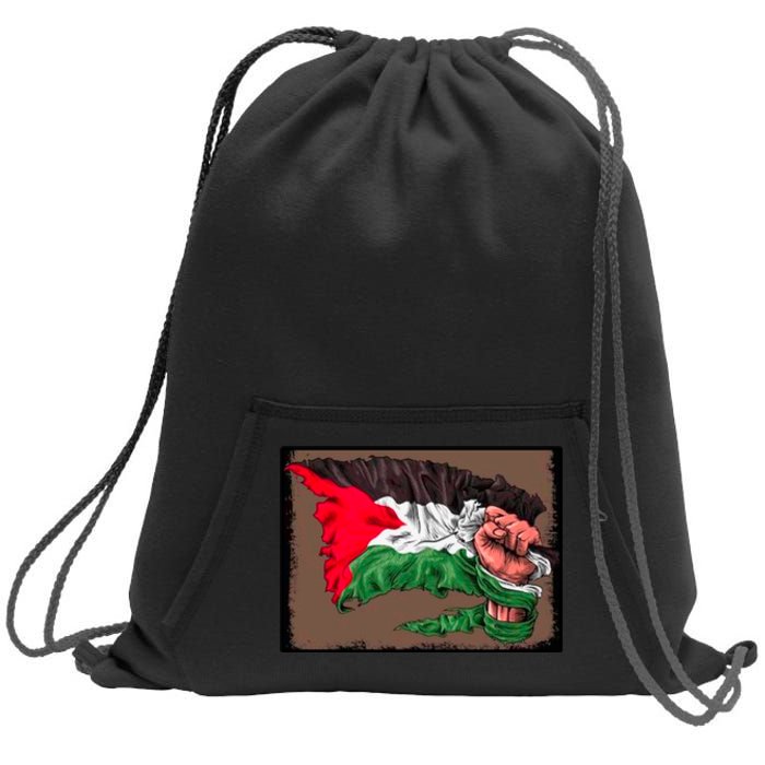 Palestine Raised Fist Free Palestine Sweatshirt Cinch Pack Bag