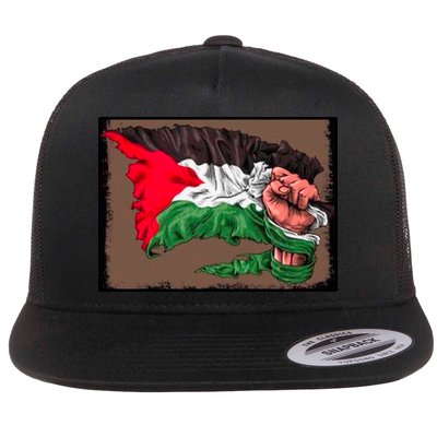 Palestine Raised Fist Free Palestine Flatbill Hat