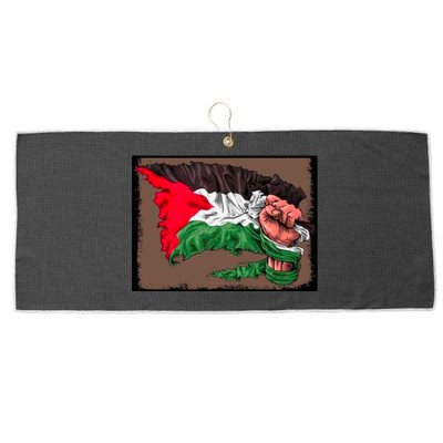 Palestine Raised Fist Free Palestine Large Microfiber Waffle Golf Towel