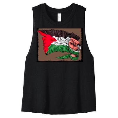 Palestine Raised Fist Free Palestine Women's Racerback Cropped Tank