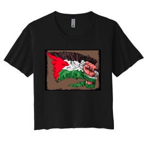 Palestine Raised Fist Free Palestine Women's Crop Top Tee