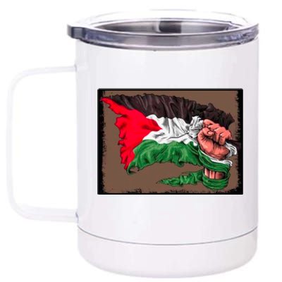 Palestine Raised Fist Free Palestine 12 oz Stainless Steel Tumbler Cup