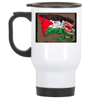 Palestine Raised Fist Free Palestine Stainless Steel Travel Mug