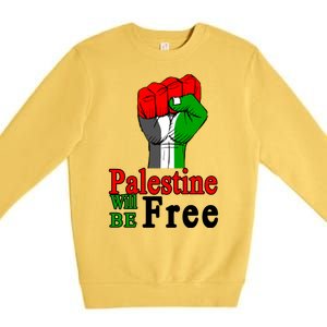 Palestine Will Be Free Raised Fist Premium Crewneck Sweatshirt