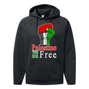 Palestine Will Be Free Raised Fist Performance Fleece Hoodie