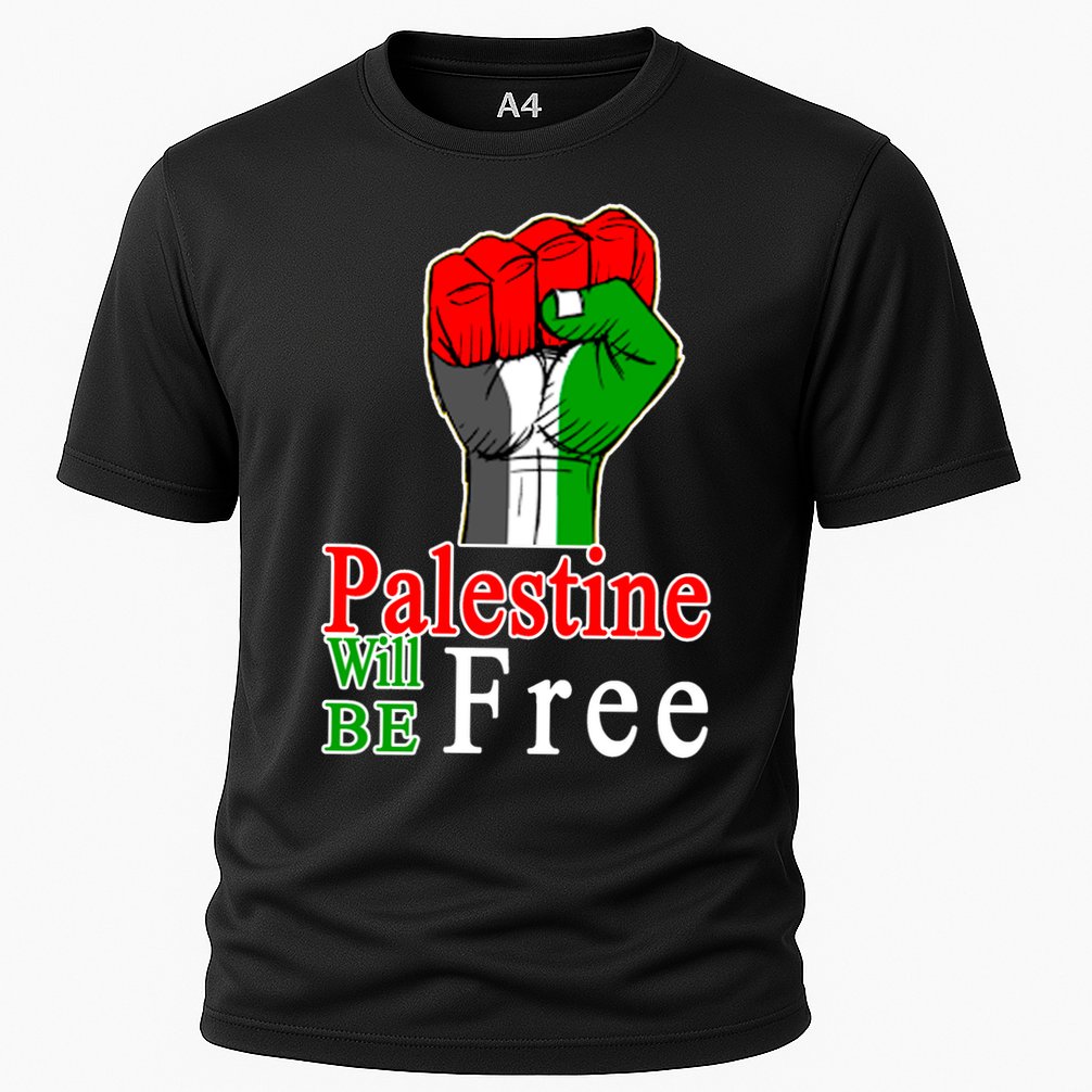 Palestine Will Be Free Raised Fist Cooling Performance Crew T-Shirt