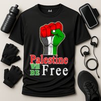 Palestine Will Be Free Raised Fist Cooling Performance Crew T-Shirt