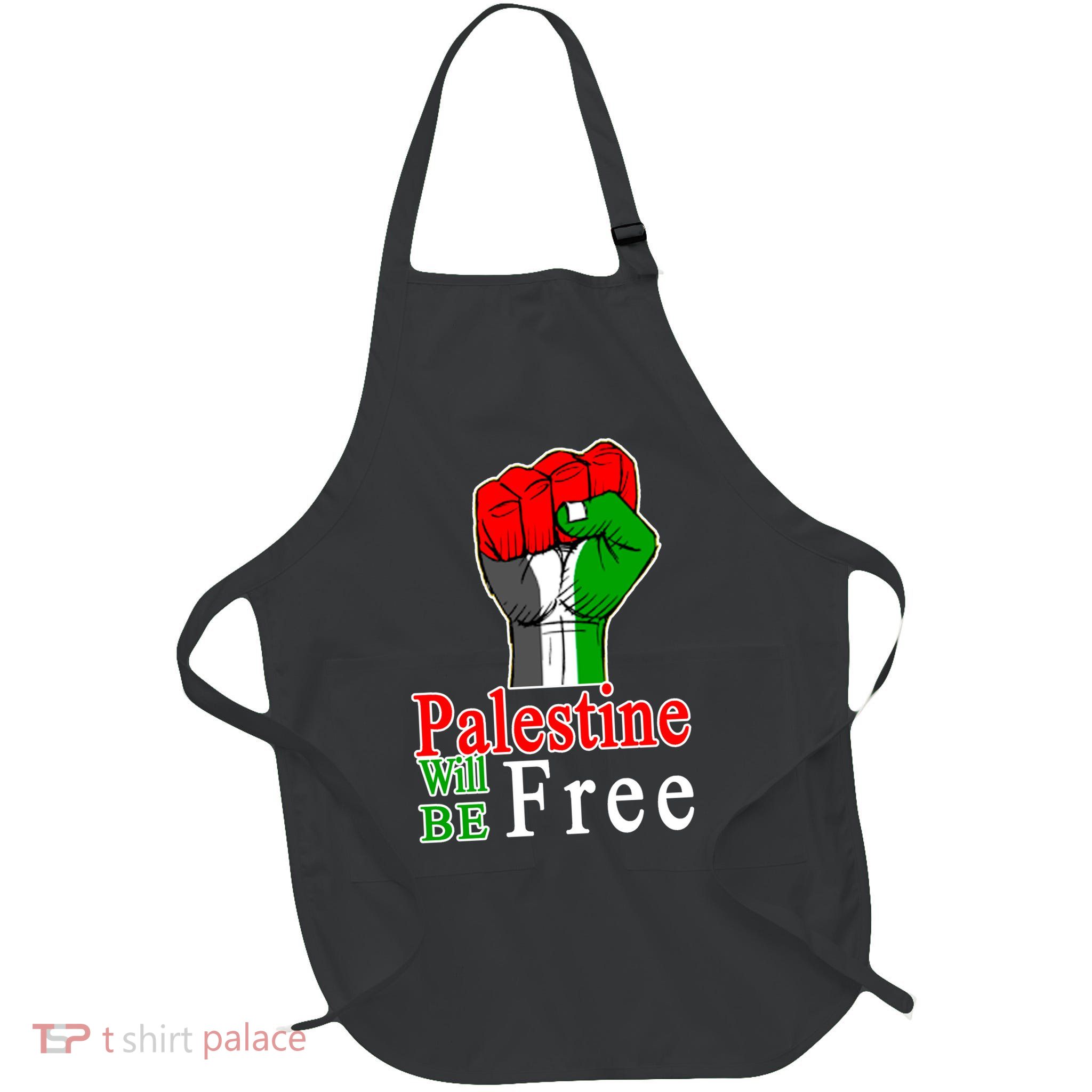 Palestine Will Be Free Raised Fist Full-Length Apron With Pockets