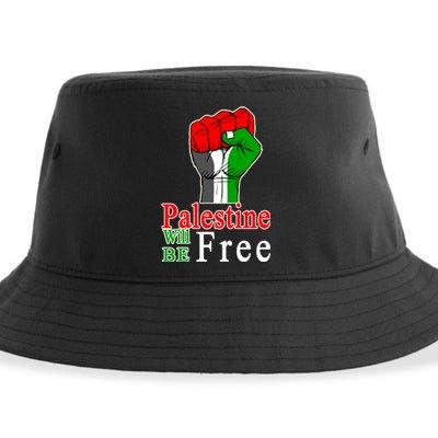 Palestine Will Be Free Raised Fist Sustainable Bucket Hat