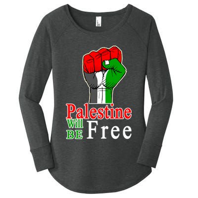 Palestine Will Be Free Raised Fist Women's Perfect Tri Tunic Long Sleeve Shirt