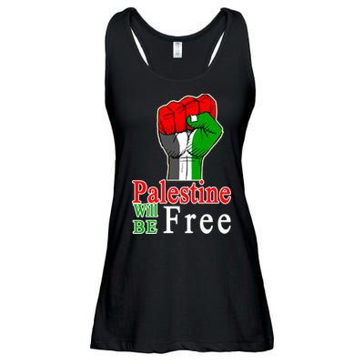 Palestine Will Be Free Raised Fist Ladies Essential Flowy Tank