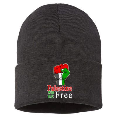 Palestine Will Be Free Raised Fist Sustainable Knit Beanie