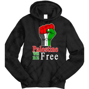 Palestine Will Be Free Raised Fist Tie Dye Hoodie