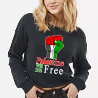 Palestine Will Be Free Raised Fist Cropped Pullover Crew