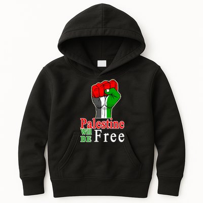 Palestine Will Be Free Raised Fist Kids Hoodie