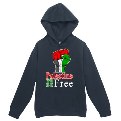 Palestine Will Be Free Raised Fist Urban Pullover Hoodie