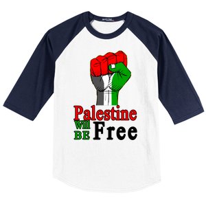 Palestine Will Be Free Raised Fist Baseball Sleeve Shirt