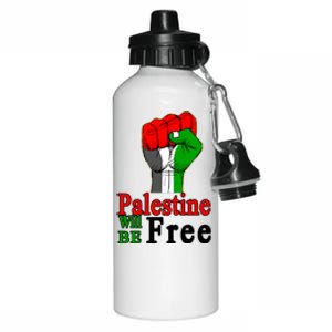 Palestine Will Be Free Raised Fist Aluminum Water Bottle