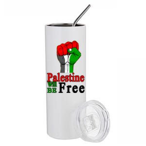 Palestine Will Be Free Raised Fist Stainless Steel Tumbler