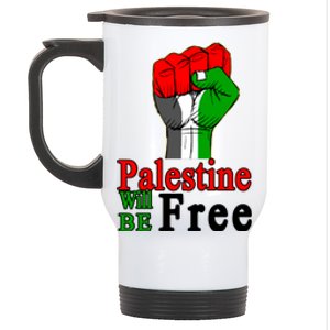 Palestine Will Be Free Raised Fist Stainless Steel Travel Mug