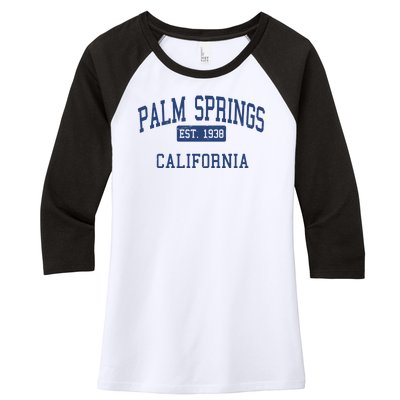 Palm Springs California EST 1938 Women's Tri-Blend 3/4-Sleeve Raglan Shirt