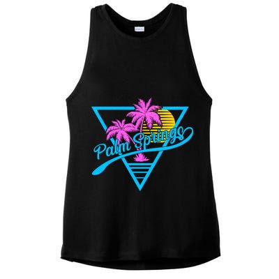 Palm Springs Retro 80's Neon Ladies PosiCharge Tri-Blend Wicking Tank