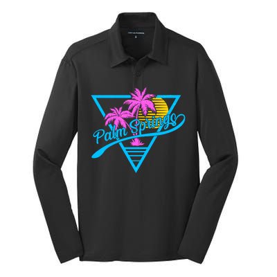 Palm Springs Retro 80's Neon Silk Touch Performance Long Sleeve Polo