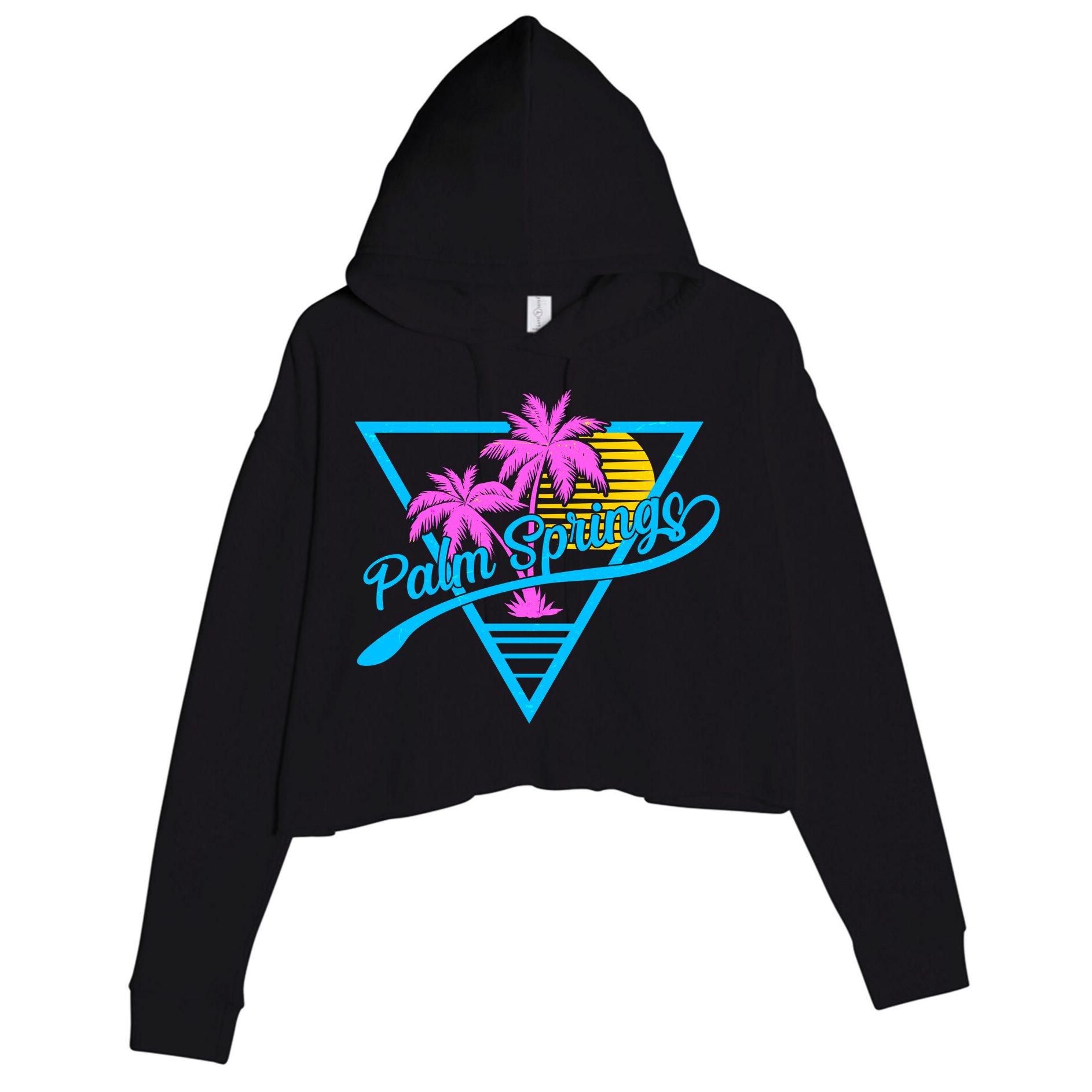 Palm Springs Retro 80's Neon Crop Fleece Hoodie