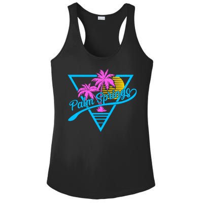 Palm Springs Retro 80's Neon Ladies PosiCharge Competitor Racerback Tank