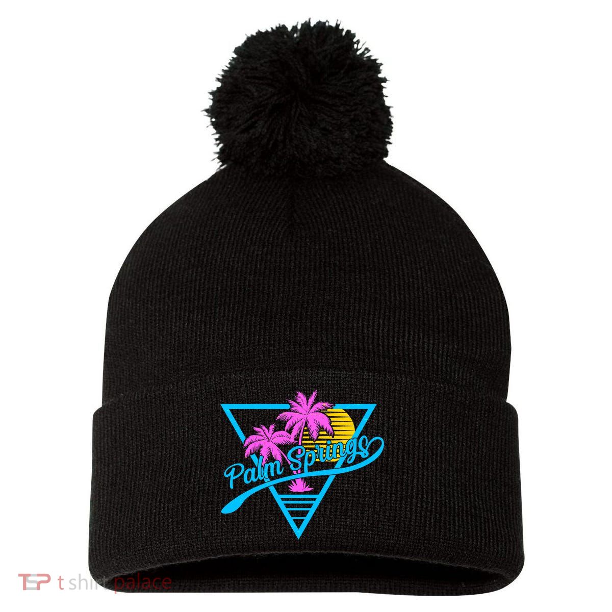 Palm Springs Retro 80's Neon Pom Pom 12in Knit Beanie