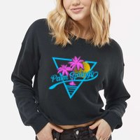 Palm Springs Retro 80's Neon Cropped Pullover Crew