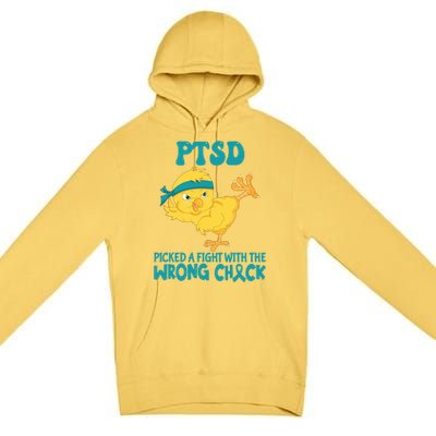 Ptsd Awareness Month Ptsd Picked A Fight The Wrong Chick Gift Premium Pullover Hoodie