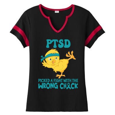 Ptsd Awareness Month Ptsd Picked A Fight The Wrong Chick Gift Ladies Halftime Notch Neck Tee