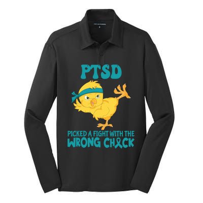 Ptsd Awareness Month Ptsd Picked A Fight The Wrong Chick Gift Silk Touch Performance Long Sleeve Polo