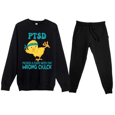 Ptsd Awareness Month Ptsd Picked A Fight The Wrong Chick Gift Premium Crewneck Sweatsuit Set